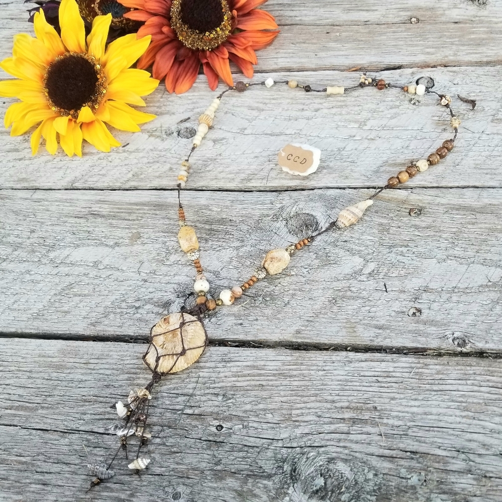 NEW! CCD AMMONITE FOSSIL BEADED NECKLACE!